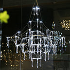 Romantic Event Art Decor K9 Crystal Pendant Light Living / Dining Room Stainless Steel Chandelier in Chrome
