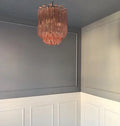 Murano Glass Chandelier – Quadriedri – 47 Prisms – Pink