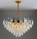 Round / rectangle Smoky Gray Crystal Pendant Chandelier Ceiling Fixtures Light for Living Room / dining Room /