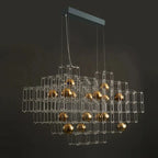 Modern Stainless Steel Three-Dimensional Cube Chandelier