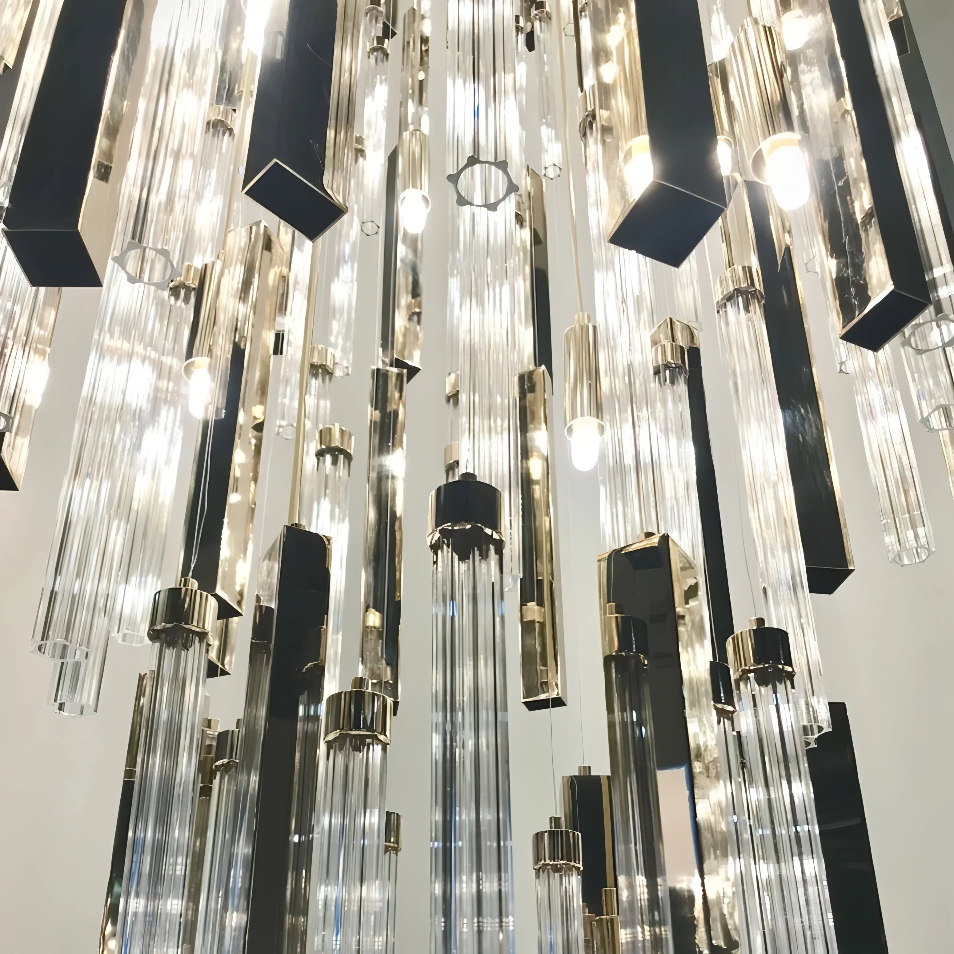 Modern Luxury 7-Tiered Floating Glass Chandelier Flush Mount for High-Ceiling / staircase / duplex