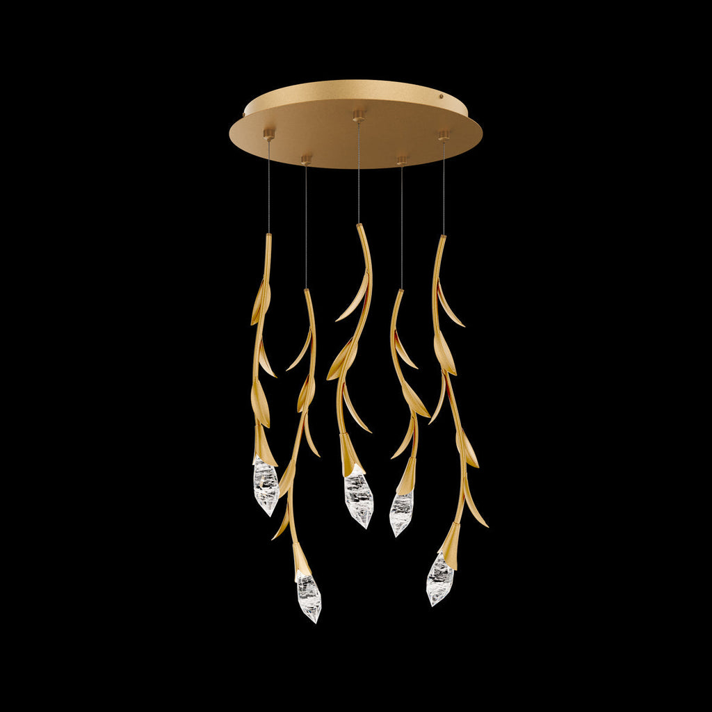 Modern Luxury Floating Branches Floral Crystal Chandelier with Round Canopy for High-Ceiling