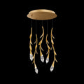 Modern Luxury Floating Branches Floral Crystal Chandelier with Round Canopy for High-Ceiling