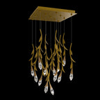 Modern Luxury Floating Branches Floral Crystal Chandelier with Square Canopy for High-Ceiling