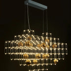 Modern Stainless Steel Three-Dimensional Cube Chandelier