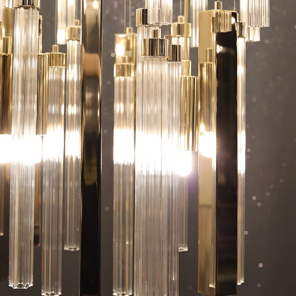 Modern Luxury 7-Tiered Floating Glass Chandelier Flush Mount for High-Ceiling / staircase / duplex