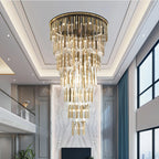 Modern Luxury 7-Tiered Floating Glass Chandelier Flush Mount for High-Ceiling / staircase / duplex