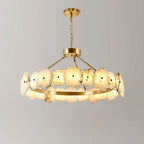 Natural Flake Alabaster Modern Round Chandelier