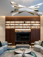 Luxury Icicle Glass and Metal Floating Chandelier with Elegant Finish for Living Room and Villa