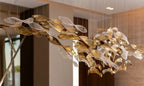 Luxury Glass Leaves Floating Chandelier with High-Quality Finish for Hotel, Villa, Living Room