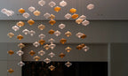 Custom Glass Lantern Floating Chandelier with Artistic Design for Staircase Foyer Villa Living Room