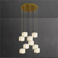 Modern Luxury Alabaster Cubic Round Pendant for Dining Table, Staircase
