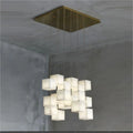 Modern Luxury Alabaster Cubic Round Pendant for Dining Table, Staircase