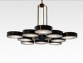 Modern 10-Light Round Alabaster Cluster Chandelier for Low-Ceiling