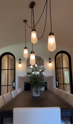 Modern Floating Pears-Inspired Frosted Glass Pendant for High-Ceiling