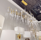 Teardrop Crystal Chandelier with Brass Branch 84-InchW