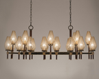 Modern Rectangular Crystal Shade Chandelier for Dining Room