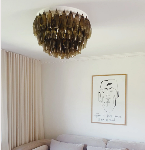 Murano Chandelier – Poliedri – 84 Glasses – Dark Smoked