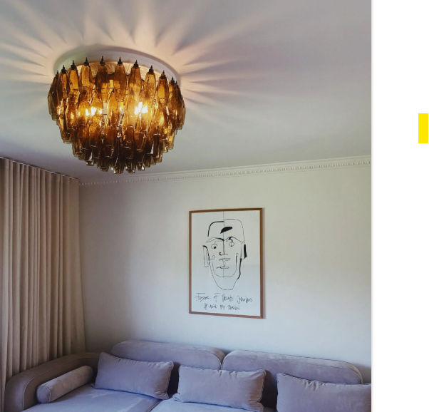 Murano Chandelier – Poliedri – 84 Glasses – Dark Smoked