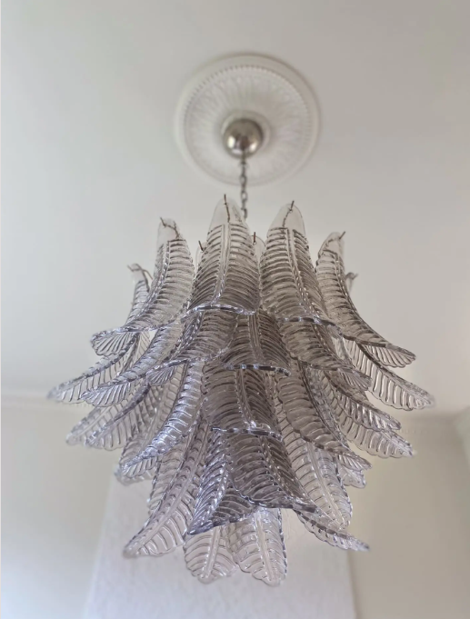 Murano Chandelier – 36 Glass Leaves – Smoked