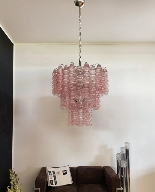 Murano Glass Chandelier – Curva – Rosa – 48 Tubes