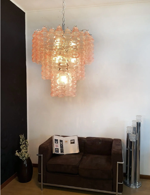 Murano Glass Chandelier – Curva – Rosa – 48 Tubes