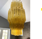 Murano Glass Chandelier – Triedri – 242 Prisms – Amber