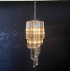 Murano Glass Chandelier – Spiral – 54 Prisms – Smokey / transparent