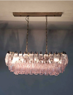 Murano Chandelier – Poliedri – 84 Glasses – Pink