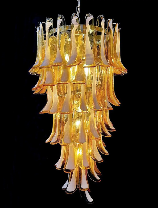 Murano Glass Chandelier – 83 Petals – Caramel