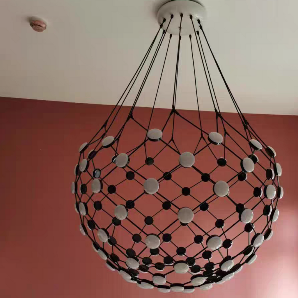 Modern Basket Pendant Chandelier with Acrylic and Metal Finish for Living and Dining Room