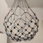 Modern Basket Pendant Chandelier with Acrylic and Metal Finish for Living and Dining Room