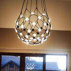 Modern Basket Pendant Chandelier with Acrylic and Metal Finish for Living and Dining Room