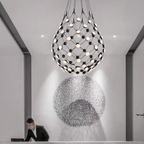 Modern Basket Pendant Chandelier with Acrylic and Metal Finish for Living and Dining Room