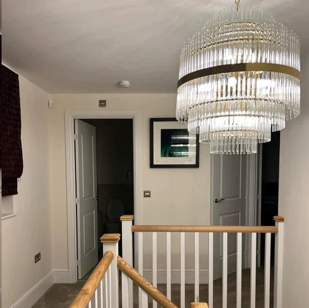 Light Luxury Modern Round Multi-Tiered Crystal Chandelier with Antique Brass Finish and Quality Materials