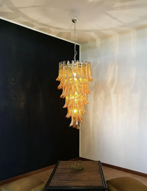 Murano Glass Chandelier – 83 Petals – Caramel