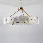 Natural Flake Alabaster Modern Round Chandelier