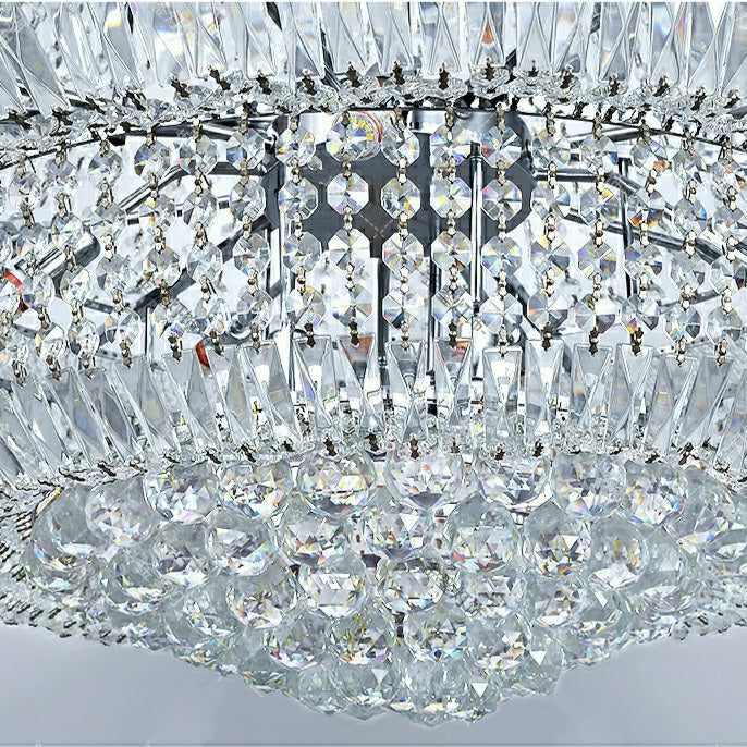Silver / Chrome Extra Large Crystal Chandelier Foyer Entryway Long Ceiling Lighting for Staircase