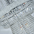 Silver / Chrome Extra Large Crystal Chandelier Foyer Entryway Long Ceiling Lighting for Staircase