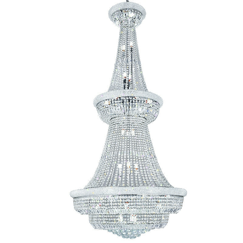 Silver / Chrome Extra Large Crystal Chandelier Foyer Entryway Long Ceiling Lighting for Staircase