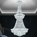 Silver / Chrome Extra Large Crystal Chandelier Foyer Entryway Long Ceiling Lighting for Staircase
