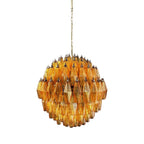Spherical Murano Poliedri Amber Glass Chandelier