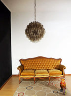 Spherical Murano Poliedri Smoked Glass Chandelier