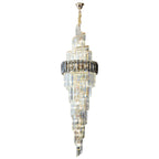 Spiral High Ceiling Light Long Crystal Chandelier for Foyer Staircase / Living Room