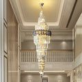 Spiral High Ceiling Light Long Crystal Chandelier for Foyer Staircase / Living Room