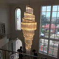 Luxury Spiral Crystal and Metal Chandelier for High-Ceiling Foyer and Staircase