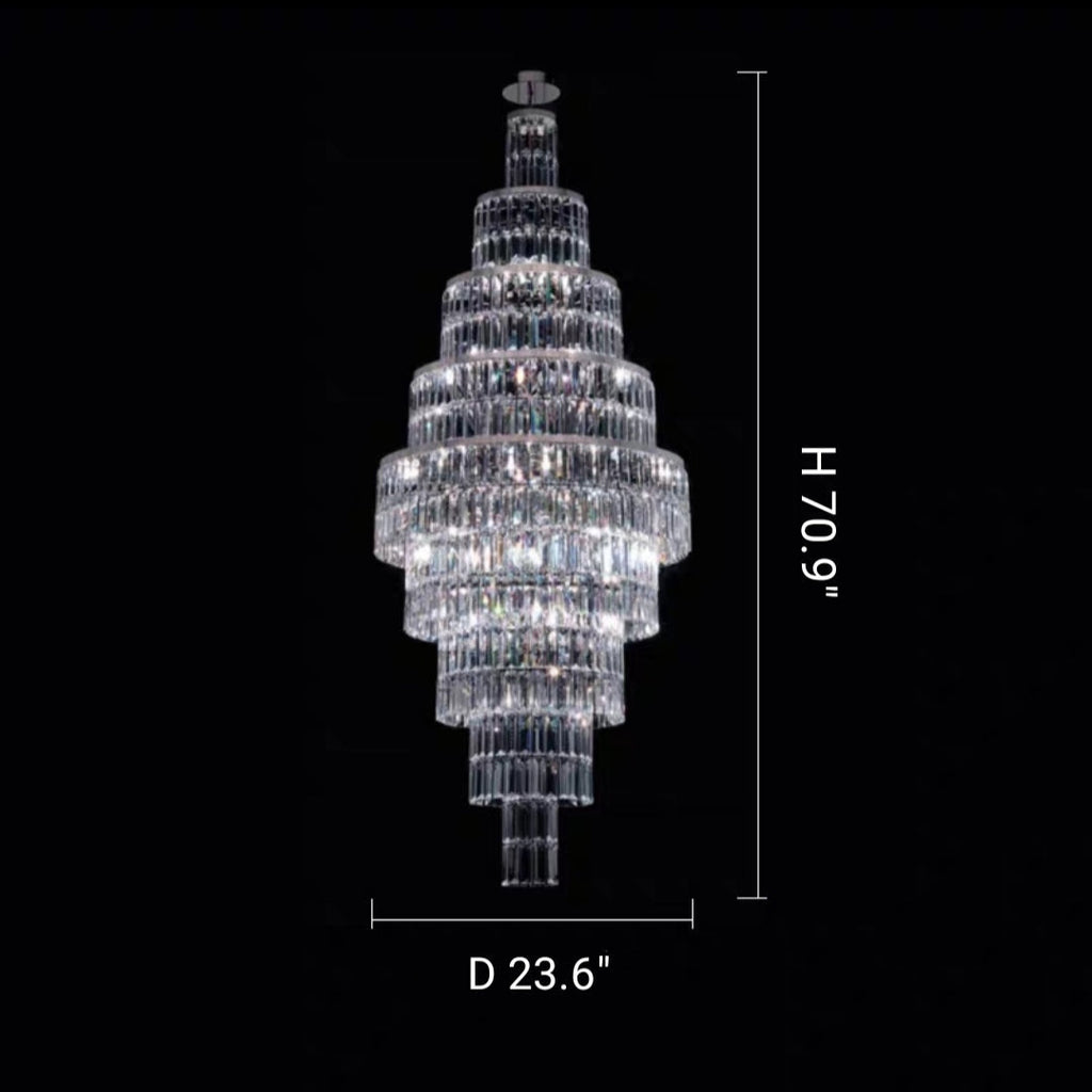 Stylish Foyer Hall Long Crystal Chandelier Large Staircase / Entryway Decoration Ceiling Light