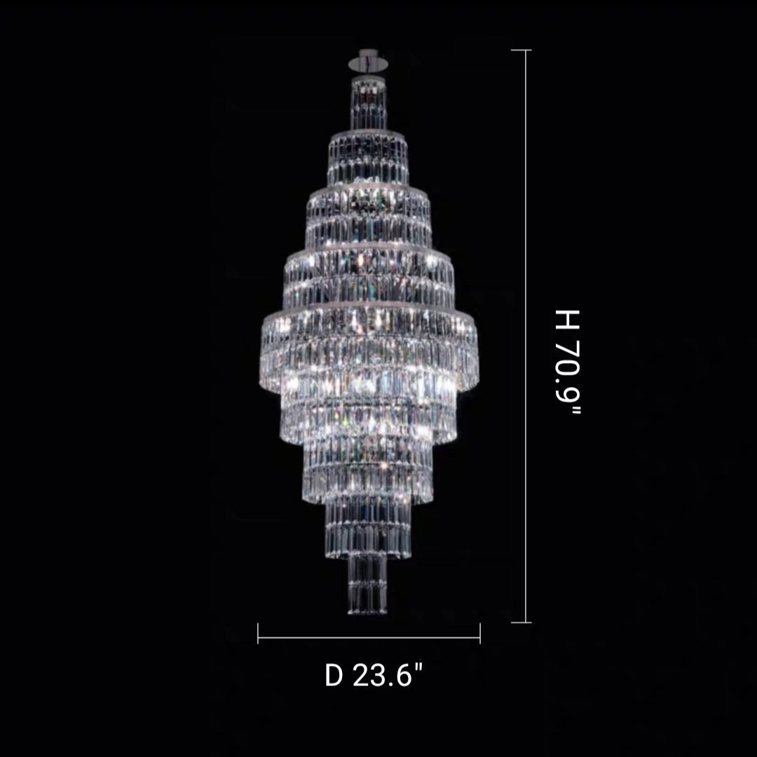 Stylish Foyer Hall Long Crystal Chandelier Large Staircase / Entryway Decoration Ceiling Light