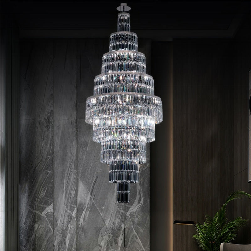 Stylish Foyer Hall Long Crystal Chandelier Large Staircase / Entryway Decoration Ceiling Light