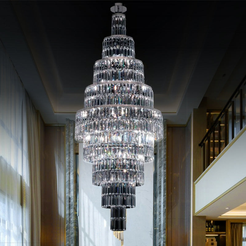 Stylish Foyer Hall Long Crystal Chandelier Large Staircase / Entryway Decoration Ceiling Light